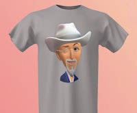 a gray t - shirt with an image of a cowboy wearing a hat